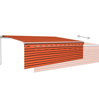 Markise Manuell Einziehbar mit Rollo & LED 5x3 m Orange & Braun