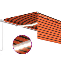 Markise Manuell Einziehbar mit Rollo & LED 5x3 m Orange & Braun