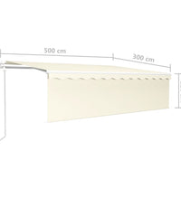 Markise Automatisch Einziehbar mit Volant 5x3 m Creme