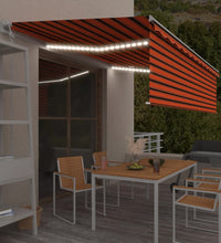 Markise Automatisch mit Rollo LED Windsensor 5x3m Orange Braun