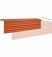 Markise Manuell Einziehbar mit Rollo & LED 5x3 m Orange & Braun
