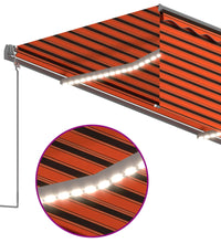 Markise Manuell Einziehbar mit Rollo & LED 5x3 m Orange & Braun