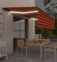 Markise Manuell Einziehbar mit Rollo & LED 5x3 m Orange & Braun