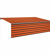Markise Automatisch Einziehbar mit Volant 5x3 m Orange & Braun