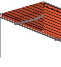 Markise Automatisch Einziehbar mit Volant 5x3 m Orange & Braun