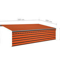 Markise Automatisch Einziehbar mit Volant 5x3 m Orange & Braun