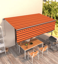 Markise Automatisch Einziehbar mit Volant 5x3 m Orange & Braun
