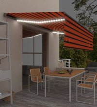 Markise Automatisch mit Rollo LED Windsensor 5x3m Orange Braun