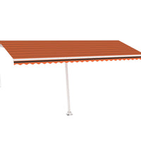 Markise Manuell Einziehbar mit LED 500x300 cm Orange Braun