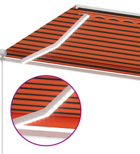 Markise Manuell Einziehbar mit LED 500x300 cm Orange Braun