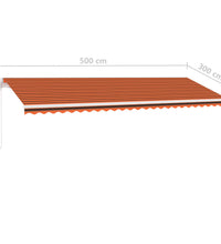 Markise Manuell Einziehbar mit LED 500x300 cm Orange Braun