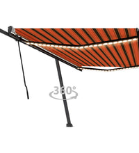 Markise Manuell Einziehbar mit LED 500x300 cm Orange Braun