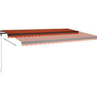 Markise Manuell Einziehbar mit LED 500x300 cm Orange Braun