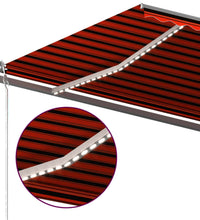 Markise Manuell Einziehbar mit LED 500x300 cm Orange Braun