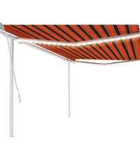 Markise Manuell Einziehbar mit LED 5x3 m Orange und Braun