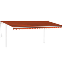 Markise Manuell Einziehbar mit LED 5x3 m Orange und Braun