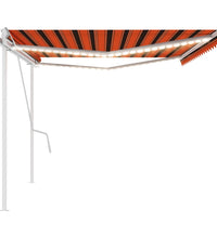 Markise Manuell Einziehbar mit LED 5x3 m Orange und Braun