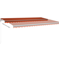 Markise Manuell Einziehbar mit LED 5x3 m Orange und Braun