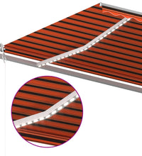 Markise Manuell Einziehbar mit LED 5x3 m Orange und Braun