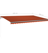 Markise Manuell Einziehbar mit LED 5x3 m Orange und Braun
