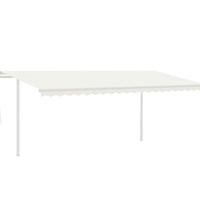 Markise Automatisch Einziehbar mit Pfosten 5x3 m Creme