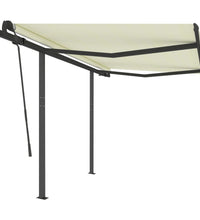 Markise Manuell Einziehbar mit Pfosten 3x2,5 m Creme