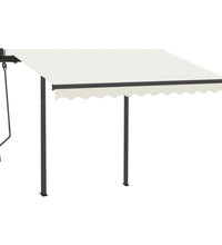 Markise Manuell Einziehbar mit Pfosten 3x2,5 m Creme