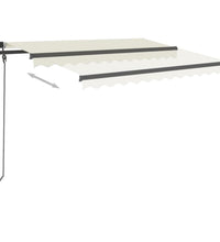 Markise Manuell Einziehbar mit Pfosten 3x2,5 m Creme