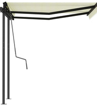 Markise Manuell Einziehbar mit Pfosten 3x2,5 m Creme