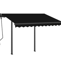 Markise Manuell Einziehbar mit Pfosten 3x2,5 m Anthrazit