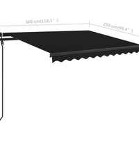 Markise Manuell Einziehbar mit Pfosten 3x2,5 m Anthrazit