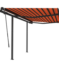 Markise Manuell Einziehbar mit Pfosten 3x2,5 m Orange Braun