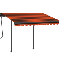 Markise Manuell Einziehbar mit Pfosten 3x2,5 m Orange Braun