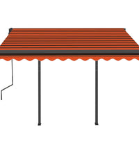 Markise Manuell Einziehbar mit Pfosten 3x2,5 m Orange Braun