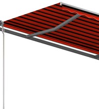 Markise Manuell Einziehbar mit Pfosten 3x2,5 m Orange Braun