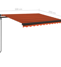 Markise Manuell Einziehbar mit Pfosten 3x2,5 m Orange Braun