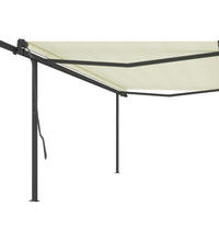 Markise Manuell Einziehbar mit Pfosten 5x3 m Creme