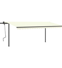 Markise Manuell Einziehbar mit Pfosten 5x3 m Creme