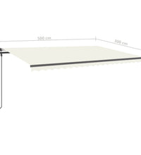 Markise Manuell Einziehbar mit Pfosten 5x3 m Creme