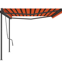 Markise Manuell Einziehbar mit Pfosten 5x3 m Orange Braun