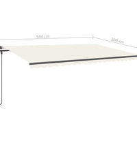 Markise Manuell Einziehbar mit LED 5x3 m Creme