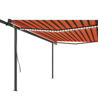 Markise Manuell Einziehbar mit LED 5x3 m Orange & Braun
