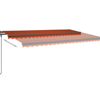 Markise Manuell Einziehbar mit LED 5x3 m Orange & Braun
