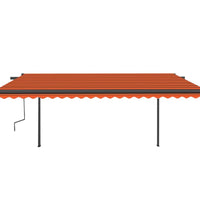 Markise Manuell Einziehbar mit LED 5x3 m Orange & Braun