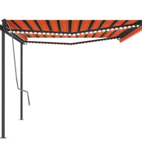 Markise Manuell Einziehbar mit LED 5x3 m Orange & Braun
