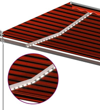 Markise Manuell Einziehbar mit LED 5x3 m Orange & Braun