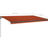 Markise Manuell Einziehbar mit LED 5x3 m Orange & Braun