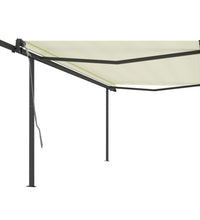 Markise Automatisch Einziehbar mit Pfosten 5x3 m Creme