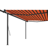 Markise Automatisch Einziehbar mit Pfosten 5x3 m Orange Braun