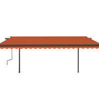 Markise Automatisch Einziehbar mit Pfosten 5x3 m Orange Braun